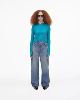 Кардиган из мериносовой шерсти в мелкий рубчик Marc Jacobs, цвет Aqua