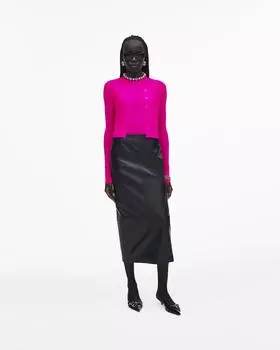 Кардиган из мериносовой шерсти в мелкий рубчик Marc Jacobs, розовый