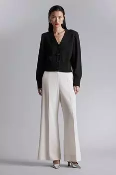 Кардиган из мериносовой ткани с мягкими плечами H&M, черный