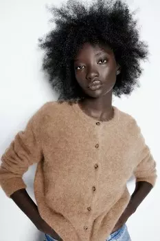 Кардиган из микса альпаки H&M, бежевый