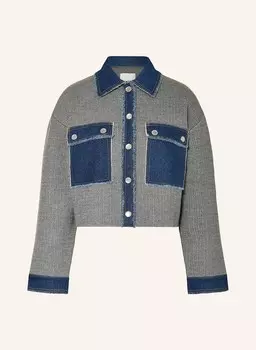 Кардиган из микса материалов SANDRO, серый/синий