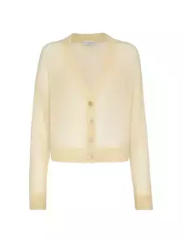 Кардиган из мохера и шерсти с монили Brunello Cucinelli, цвет cedar