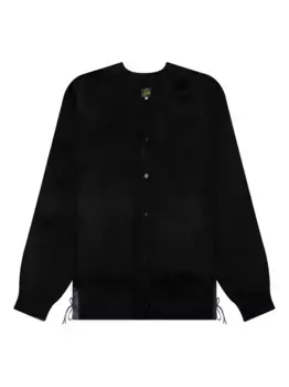 Кардиган из мохера с кожаными нашивками Needles, черный