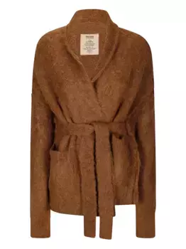 Кардиган из мохера с поясом Uma Wang, коричневый