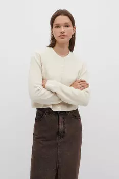 Кардиган из мягкого фактурного трикотажа на пуговицах Stradivarius, экрю