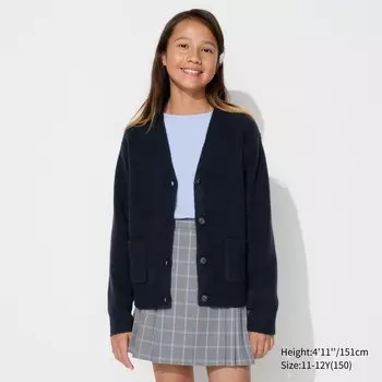 Кардиган из мягкой пряжи с v-образным вырезом UNIQLO, темно-синий