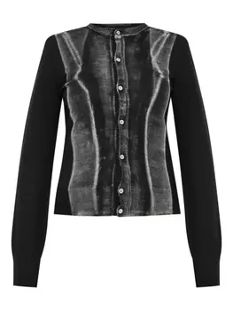 Кардиган из натуральной шерсти MM6 Maison Margiela, черный