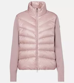 Кардиган из натуральной шерсти с нижними панелями Moncler, розовый