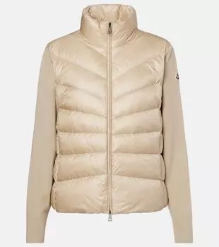 Кардиган из натуральной шерсти с нижними панелями Moncler, бежевый