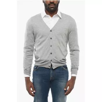 Кардиган из натуральной шерсти с V-образным вырезом Corneliani, Gray