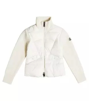 Кардиган из натуральной шерсти со вставками вниз Moncler Enfant, белый