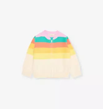 Кардиган из органического хлопка с радужной вязкой «Барнакл» на 2–3 года The Bonnie Mob, розовый