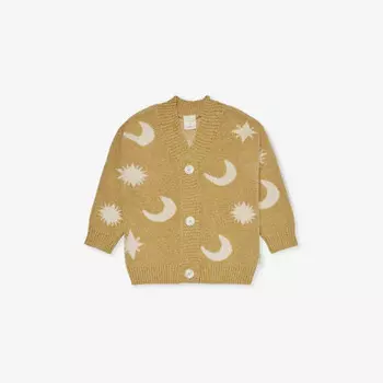 Кардиган из органического хлопка с V-образным вырезом на возраст 1-5 лет Claude & Co, золото