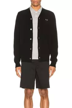 Кардиган из овечьей шерсти с черной эмблемой Comme Des Garcons Play, черный