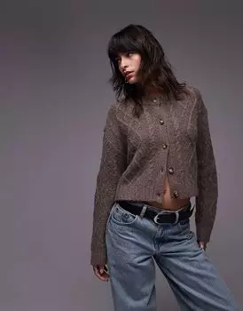 Кардиган из премиального кашемира в овесовом цвете Topshop