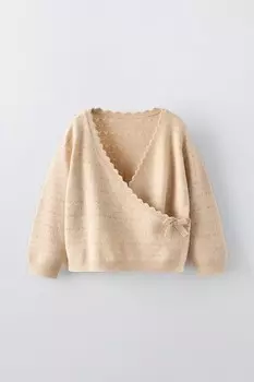 Кардиган из пуантельной вязки ZARA, середина экрю