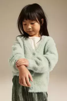 Кардиган из пушистой пряжи H&M, зеленый