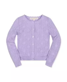 Кардиган из сетки в горошек с фестончатым краем для девочек, детский Hope & Henry, фиолетовый