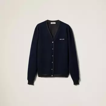 Кардиган из шелка и кашемира Miu Miu, синий