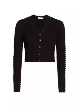 Кардиган из шелкового хлопка с присборами Frame, цвет noir