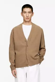 Кардиган из шерсти и хлопка Arket, коричневый