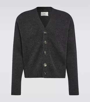 Кардиган из шерсти и кашемира Ami Paris, серый