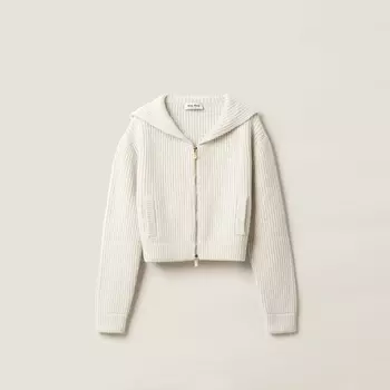 Кардиган из шерсти и кашемира Miu Miu, белый