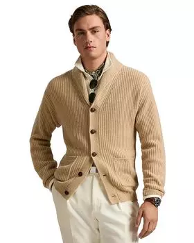 Кардиган из шерсти и кашемира Polo Ralph Lauren, коричневый/бежевый