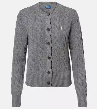 Кардиган из шерсти и кашемира с узором «косичка» Polo Ralph Lauren, Battalion Grey Heather