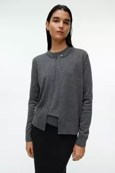 Кардиган из шерсти мериноса H&M, серый