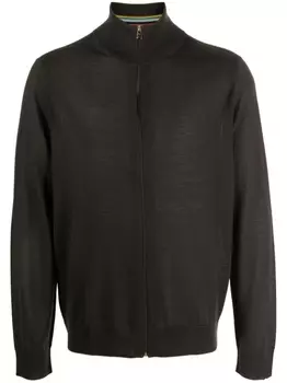 Кардиган из шерсти мериноса на молнии Paul Smith, зеленый