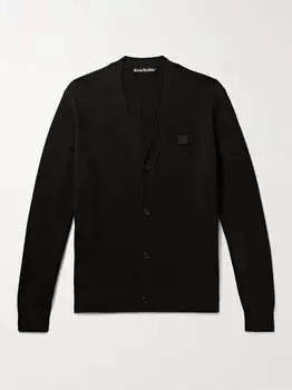 Кардиган из шерсти с аппликацией логотипа Keve ACNE STUDIOS, черный
