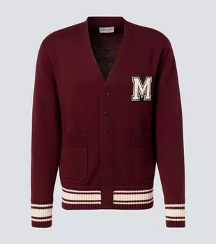 Кардиган из шерсти с аппликацией-заплаткой Moncler, Catawba Grape