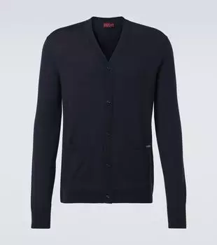 Кардиган из шерсти с логотипом Gucci, Blue/White