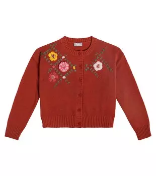 Кардиган из шерсти с вышивкой Il Gufo, красный
