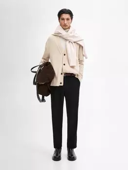 Кардиган из шерстяной смеси с V-образным вырезом Massimo Dutti, бежевый