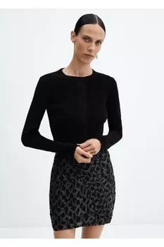 Кардиган из синельного трикотажа Mango, черный