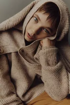 Кардиган из смешанной шерсти ZARA, экрю/мрамор