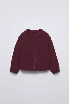 Кардиган из смешанной шерсти ZARA, бордо