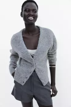 Кардиган из смеси альпаки H&M, серый
