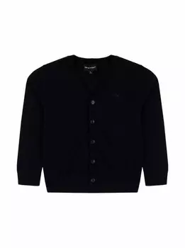 Кардиган из смеси хлопка и шерсти EMPORIO ARMANI, тёмно-синий