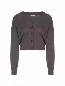 Кардиган из смеси кашемира и шелка Brunello Cucinelli, серый