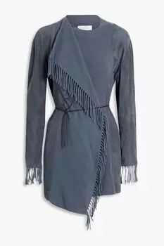 Кардиган из смеси мериносовой шерсти, кашемира и шелка с замшевыми вставками FABIANA FILIPPI, синий