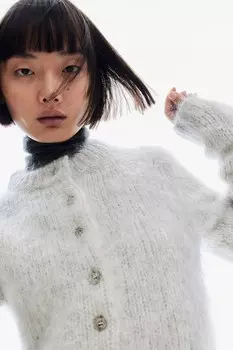 Кардиган из смеси мохера. H&M, серый
