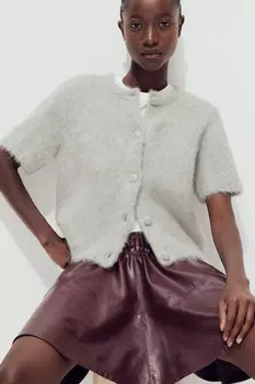 Кардиган из смеси мохера H&M, серый