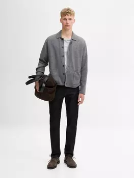 Кардиган из смеси шерсти и хлопка с карманами Massimo Dutti, серый