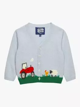 Кардиган из смеси шерсти и кашемира baby farmyard Trotters, цвет Icy Blue/Multi