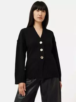 Кардиган из смеси шерсти и кашемира Jigsaw, черный