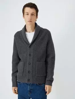 Кардиган из смеси шерсти и кашемира с отложным воротником John Lewis, древесный уголь