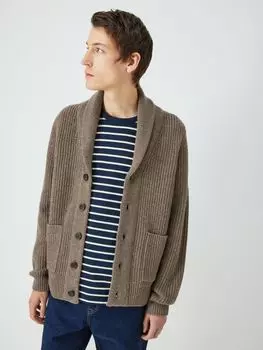 Кардиган из смеси шерсти и кашемира с отложным воротником John Lewis, овсяная каша